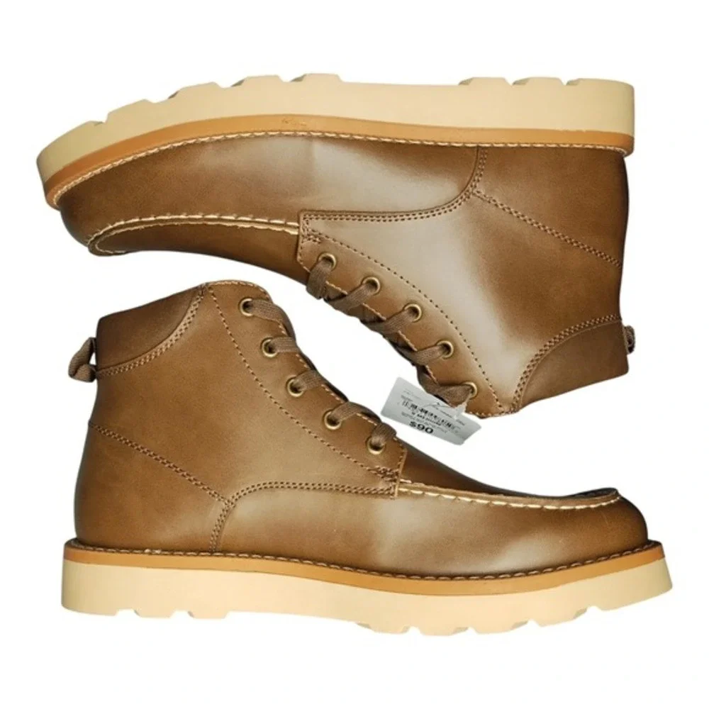 Mutual Weave Drew Ankle Boots Mens US Size 9M Brown Synthetic Moc Toe Lace Up